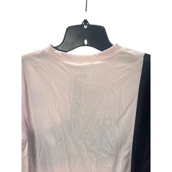 Nike Dri-Fit Women's New Colorblock Short Sleeve Shirt Pink & Black Size L Athle - Picture 9 of 9